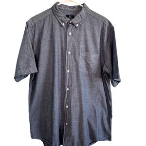 George Men's Charcoal Casual Button-Down‎ Shirt Size L